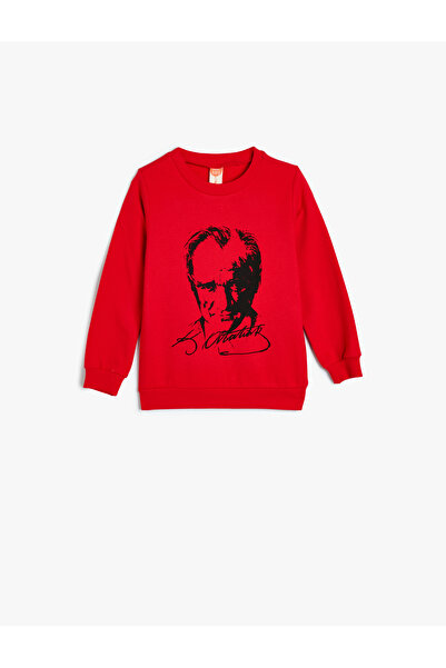 Koton Ataturk Printed Sweat Crew Neck Raised Cotton