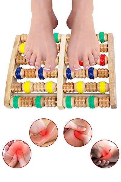 Ax Axentia Ahşap Ayak Masaj Rulosu Ayak Masajı Sağlık Terapisi Akupresür Raha...