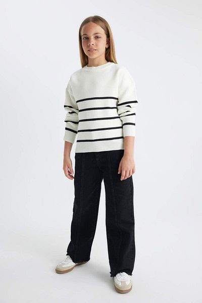 DeFacto Girl's Striped Crew Neck Knitwear Sweater Z0194A623Au