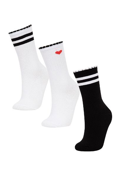 DeFacto Set de 3 șosete lungi din bumbac pentru fete - C8046a8ns