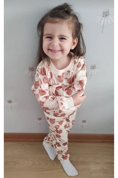 BUUFUU mickey Printed Cream Kids Set - long Sleeve Top and Bottom Set of Two