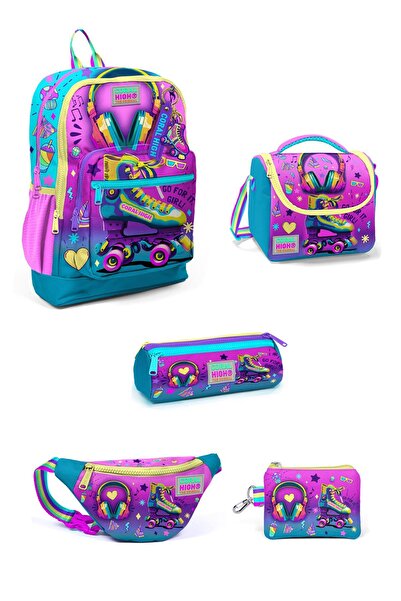 Coral High طقم حقائب مدرسية مكونة من 5 قطع من سماعات الرأس باللون الفيروزي ال...