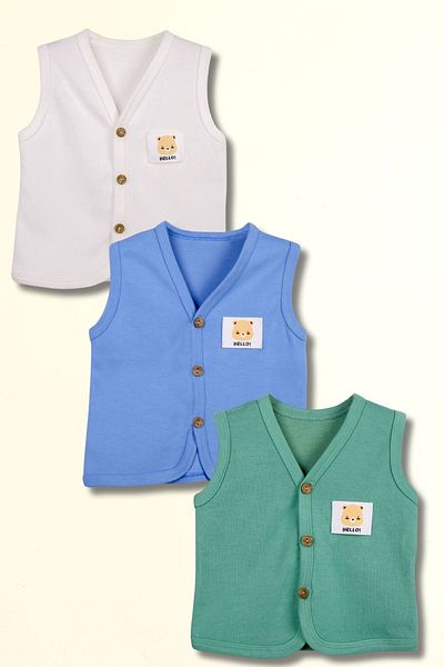 Beniizle Baby Vest 100% Organic Cotton Soft Texture Seasonal 3-Piece Unisex Vest