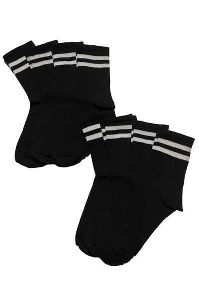 SOYTEMİZ Ριγέ Κολλεγιακές Κάλτσες 8 Ζευγών Μαύρες Unisex