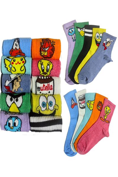 SOYTEMİZ Unisex Character Patterned College Socks 6 Pairs
