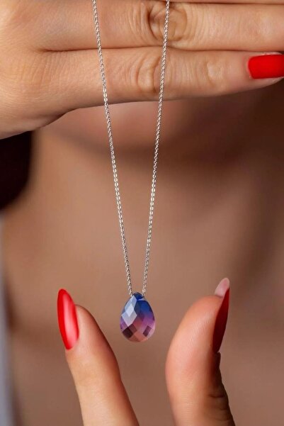 Chillin' Yüksek Kalite Damla Model His Taşı Isıya Göre Renk Değiştiren Kararmaz Gümüş Renk Çelik Kolye