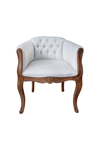 Hanel Mobilya Elizabeth Berjer Kapitoneli Tekli Koltuk Bej Keten