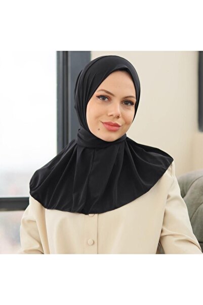 Organic Hijabchi Hijabchi pentru femei, pieptănat, cu fixare cu capse, guler pentru gât Hijab Bonnet Model eșarfă șal