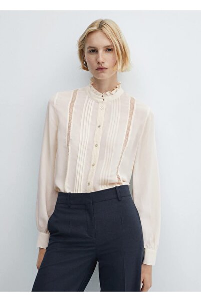 MANGO Woman Stylish Lace Detailed Shirt
