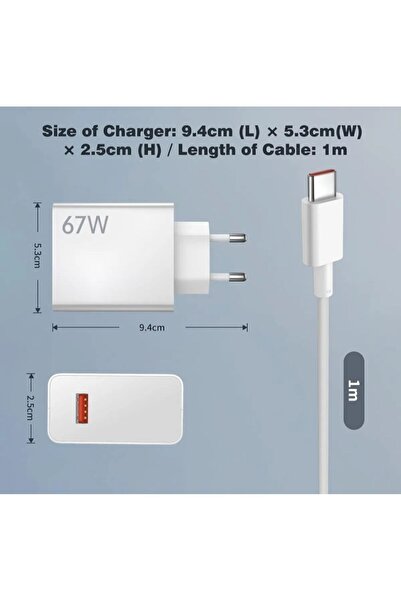 teknoci Type-c 67w (WATT) Hızlı Şarj Aleti Adaptörü Kablo (set )