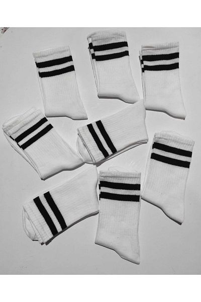 SOYTEMİZ Ριγέ Κολλεγιακές Κάλτσες 8 Ζευγών Λευκό Unisex