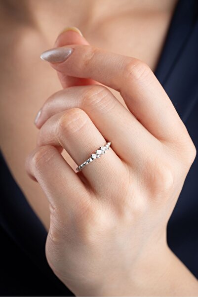 Silvano Jewelry 925 Ayar Gümüş Baget Taşlı Trio Ayarlanabilir Yüzük