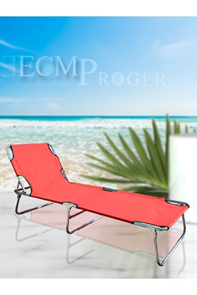 ecm proger Sırt Ayarlı Katlanabilir Kademeli Şezlong -kırmızı
