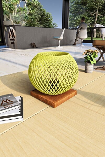 gökdağ group g g Doğal Ağaç Abajur Turuncu Başlık Lambader Aydınlatma