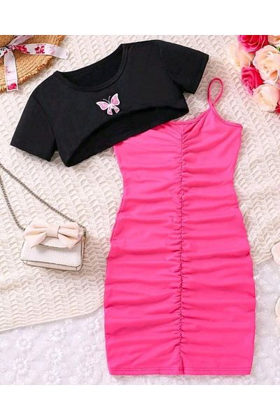Kuzeyi Butik Girl's Croplu Dress