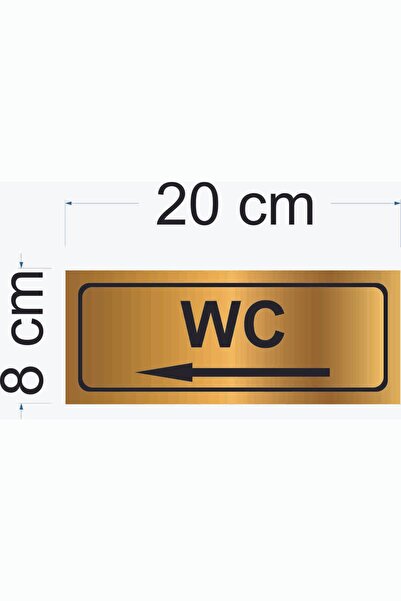 GÜNEŞ LAZER Wc Tuvalet Tabelası SOLA Ok işareti Kapı Yönlendirme Levhası Gold aynalı pleksi 20*8 cm