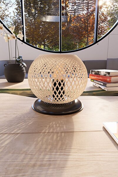 gökdağ group g g Plastik Siyah Küre Abajur Krem Top Aydınlatma