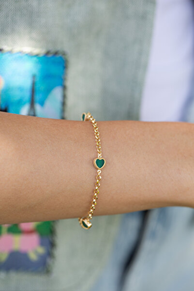 Çgk Çiğdem Gürel Kuyumculuk Doç Zincir Kalpli Altın Bileklik