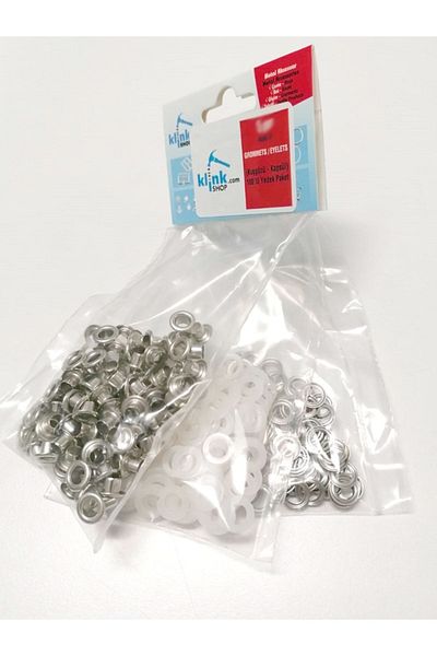 Klinkshop Size 4 Nickel Colored Eyelets - 6 Mm Material Package Without Attachments - 100 Pieces Stainless Brass Eyelets