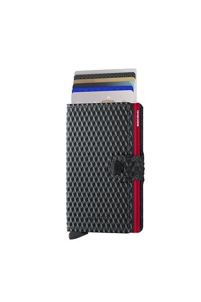 Secrid Miniportofel Cubic Negru Roșu, N/A - Portofel din piele europeană 100%.