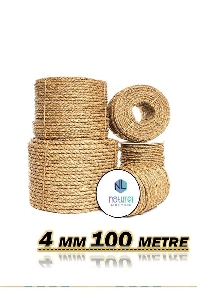 Naturel Lighting Tam Kesit 100 Metre Jüt Ip Kendir Halat 4 Mm Jut Halat-Hasır...