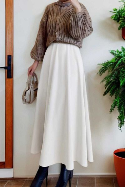 sozan White Scuba Puff Skirt
