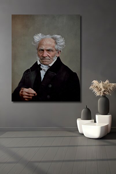 Teona Ahşap Dekoratif Ahşap Dikdörtgen Tablo Arthur Schopenhauer Çerçeve Görü...