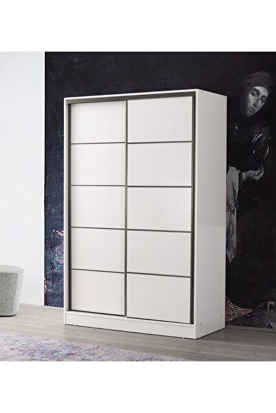 beenal Venüs Sürgülü Gardırop 135 Cm - Parlak Beyaz