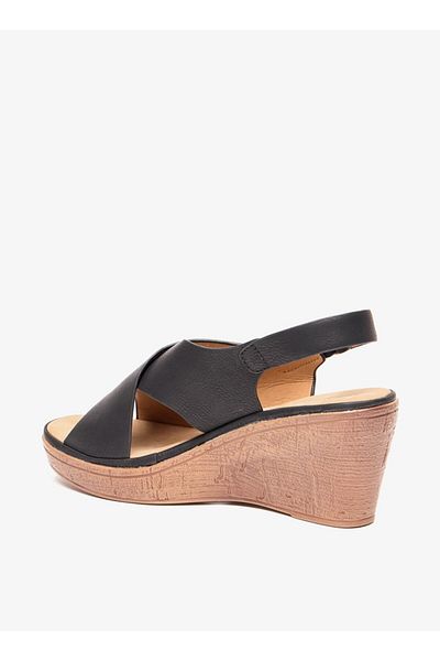 Le Confort Solid Slip-On Wedge Sandals with Hook and Loop Closure