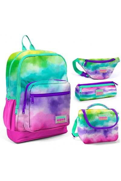 Coral High Set de geanți de școală și geantă de talie colorate