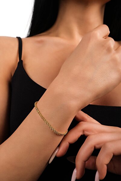 Side Gold Kuyumculuk 14 Ayar Sarı Altın İki Katlı Forse Bismark Zincir Bileklik