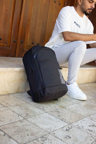 KAFF 00511-Siyah 4 Gözlü Kalemlikli Laptop Spor Seyahat Fonksiyonel Okul Sırt Çantası