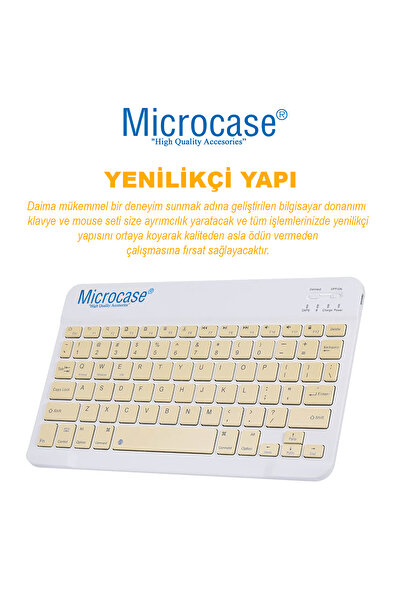 Microcase Tablet ve Telefonlar için Türkçe Q Bluetooth Klavye ve Mouse Set - AL3476 Sarı