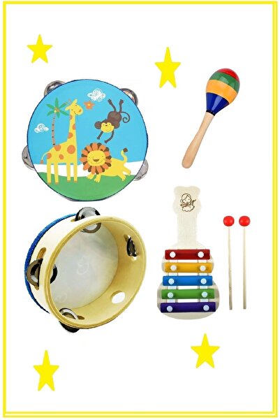 AyasEğiticiOyuncak Montessori Müzik Ritim Seti Klisefon- Ahşap Zilli Tef - Zi...
