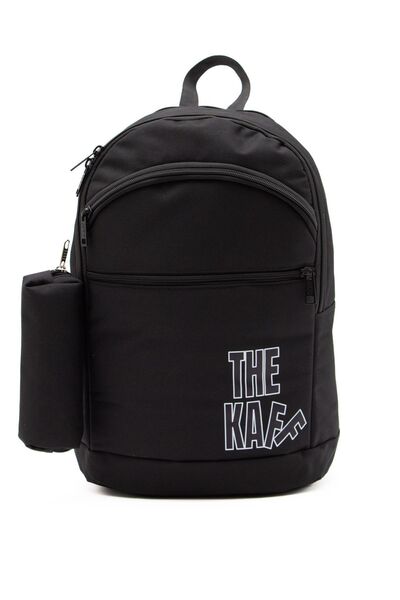 KAFF 00511-Siyah 4 Gözlü Kalemlikli Laptop Spor Seyahat Fonksiyonel Okul Sırt Çantası