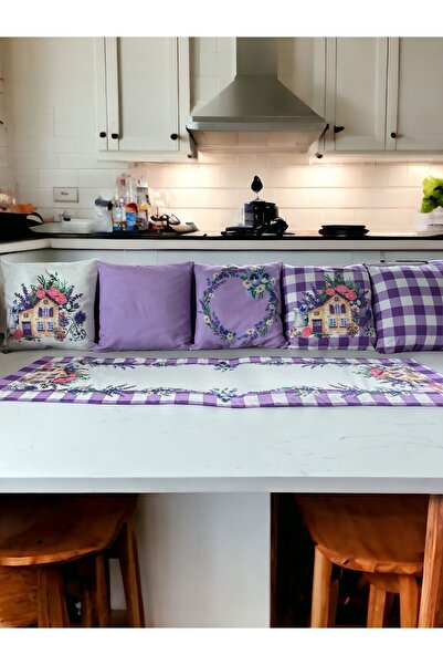 KEDİ طقم ليلك رانر ووسادة - طابع الربيع والصيف الأول