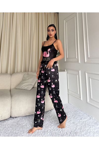 Maxpera Costum cu curele de frânghie pentru femei din satin 8016