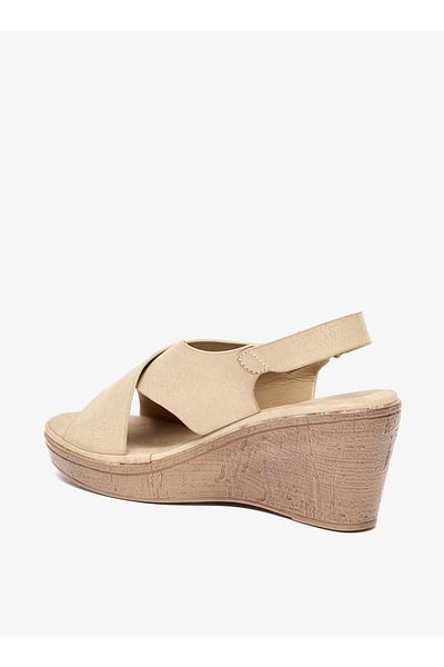 Le Confort Solid Slip-On Wedge Sandals with Hook and Loop Closure