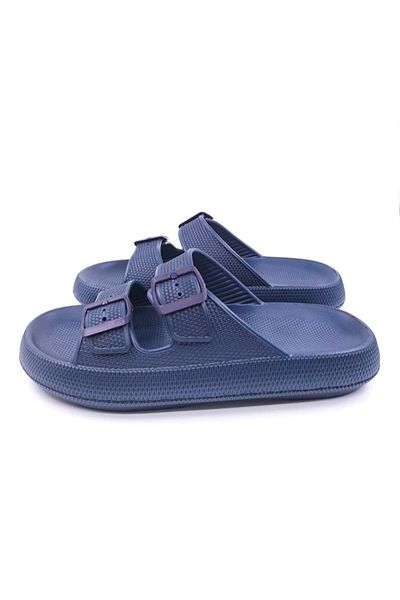 Apella Unisex Water Resistant Double Buckle Eva Navy Blue Slippers