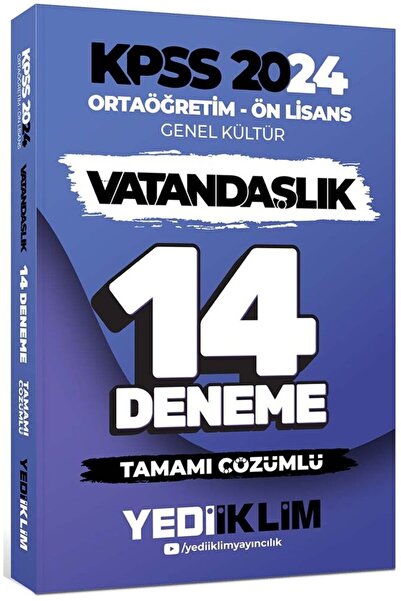 Yediiklim Yayınları 2024 KPSS Ortaöğretim Ön Lisans Genel Kültür Vatandaşlık ...