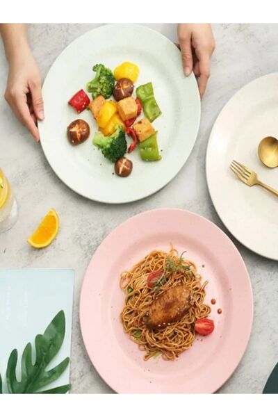 Genel Markalar 12 Adet Beyaz Melamin Büyükboy Servis Tabağı 25 Cm Sığ Tabak Günlük Kullanım Için Hesaplı Tabak