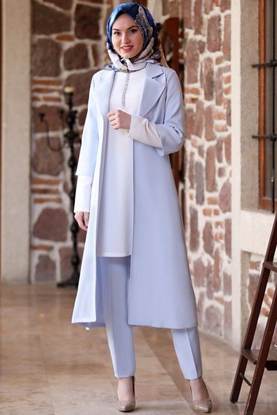 Fashion Showcase Baby Blue Τριπλό Σετ με Λεπτομέρεια Μανικιού - Mdv1097