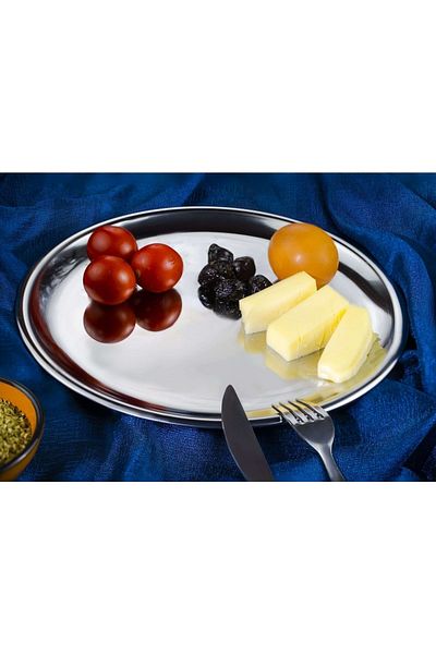 BAYDURSAN Steel Serving Plate, Stainless Flat Plate No.1