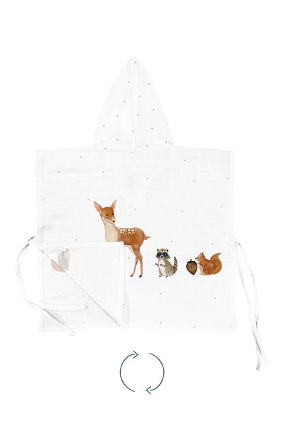 Casadora Baby Forest AMigos Baby Muslin Poncho - 100% Cotton, 0-2 Years