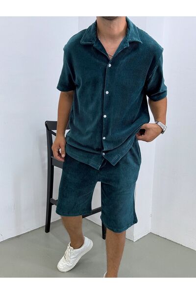 King Brothers Oversize Velvet Set - Buttoned Shirt and Shorts