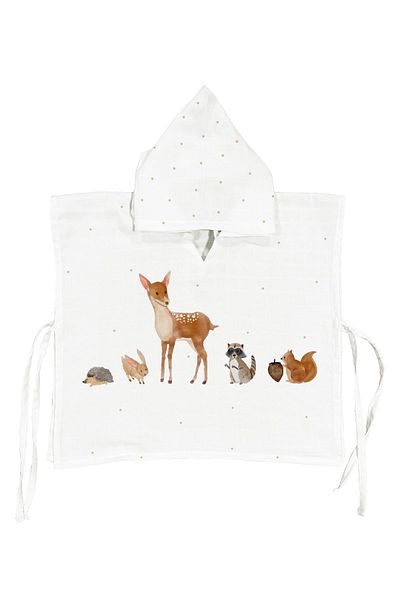 Casadora Baby Forest AMigos Baby Muslin Poncho - 100% Cotton, 0-2 Years