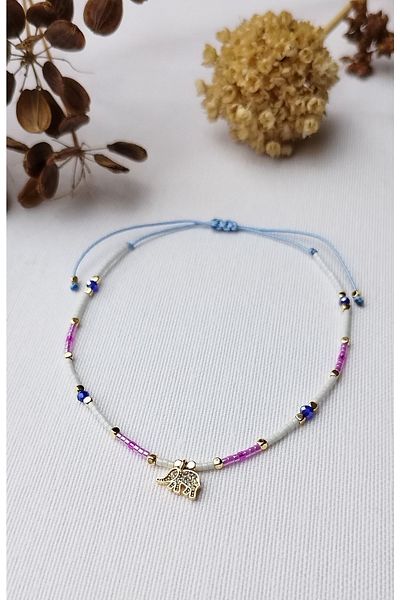 Bella Sera Studio Miyuki Single Row Minimal Starry Purple Anklet
