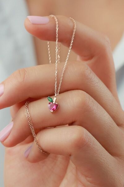 Silvano Jewelry 925 Ayar Pembe Elma Rose Gümüş Kolye