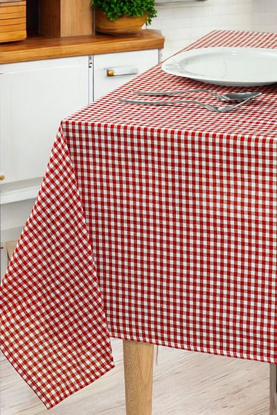 Lux Touch 170x170 cm Pânză de picnic de masă cu Zifir roșu - Bumbac Pitikare