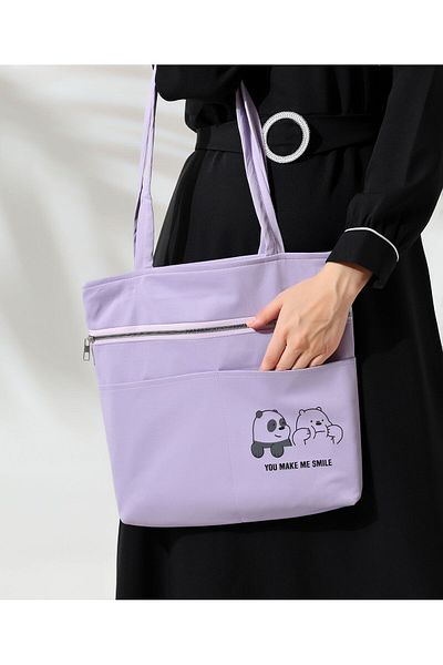 Toz Vintage You Make Me Smile Zippered Shoulder Bag with Teddy Bear Figure